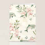 Dolphins and orchids watercolor tropical print Stationery Card Gallery Image 2