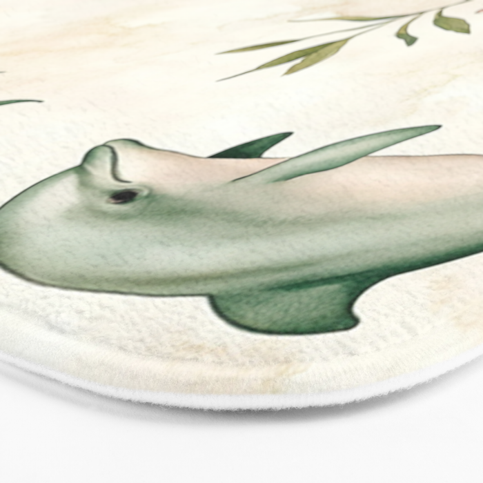 Dolphins and orchids watercolor tropical print Bath Mat Gallery Image 3
