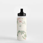 Dolphins and orchids watercolor tropical print Water Bottle Gallery Image 2
