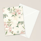 Dolphins and orchids watercolor tropical print Stationery Card Gallery Image 2