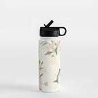 Dolphins and orchids watercolor tropical print Water Bottle Gallery Image 1