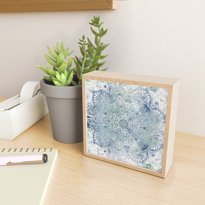 Yoga, Mandala, Green and Blue, Wall Art Boho Mini Art Print Gallery Image 2