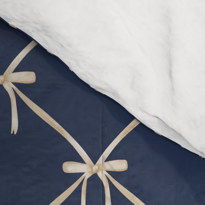 Bows & Ribbons Pattern XLII Dark Navy Blue Comforter Gallery Image 4