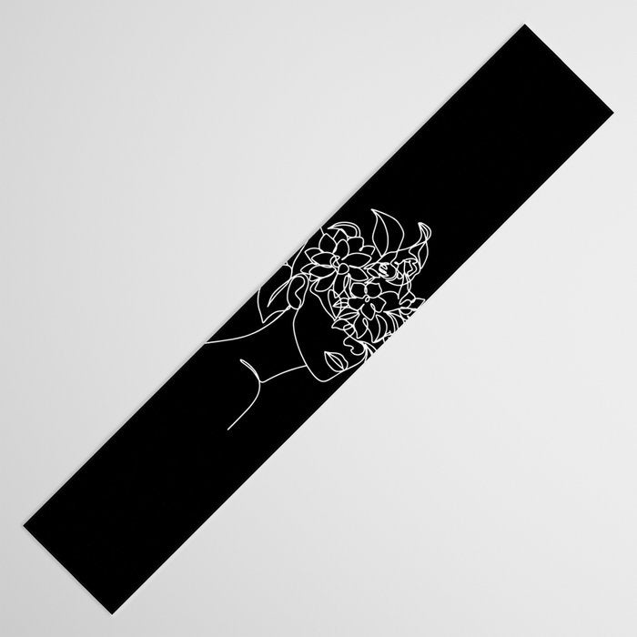 The Girl with the Flowers: Black & White Edition Table Runner Gallery Image 3