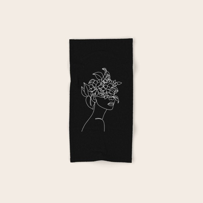The Girl with the Flowers: Black & White Edition Bath Towel Gallery Image 1