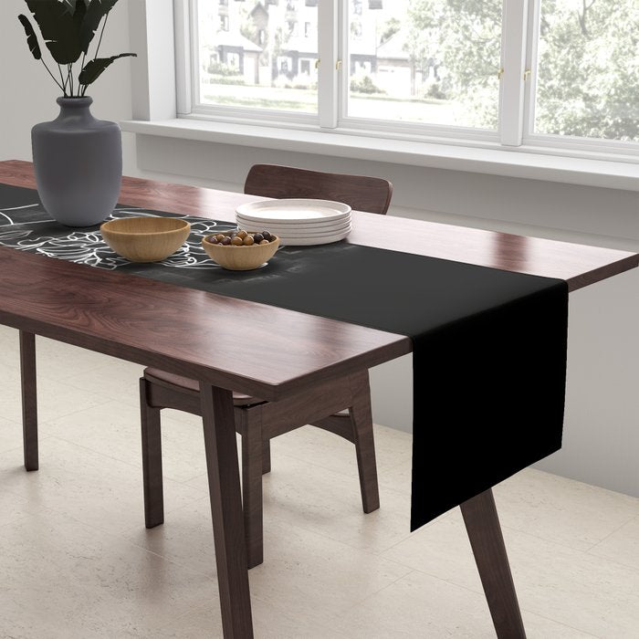 The Girl with the Flowers: Black & White Edition Table Runner Gallery Image 2