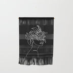 The Girl with the Flowers: Black & White Edition Wall Hanging Gallery Image 1