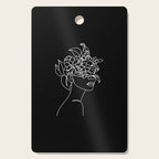 The Girl with the Flowers: Black & White Edition Cutting Board Gallery Image 1
