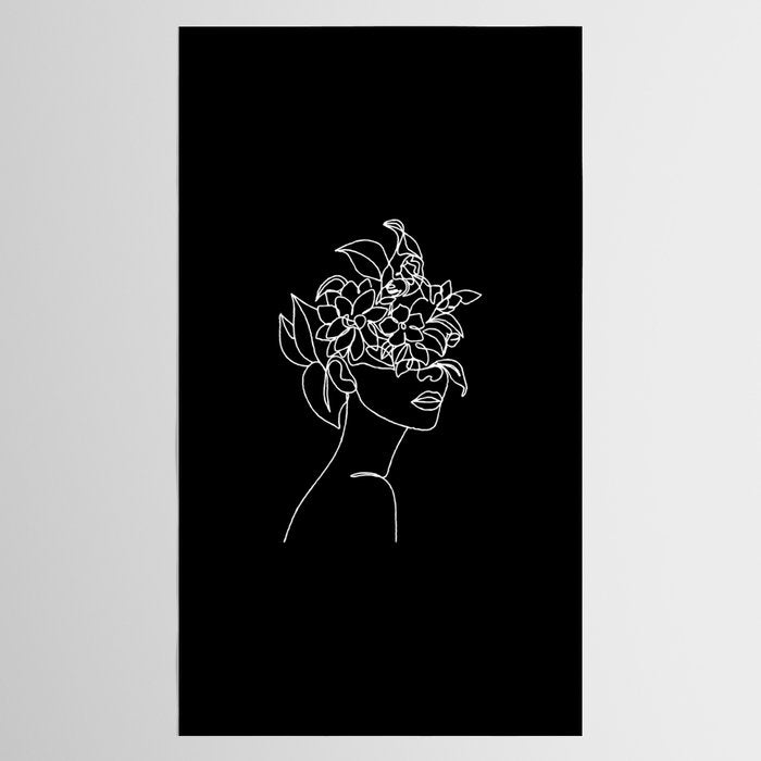 The Girl with the Flowers: Black & White Edition Tablecloth Gallery Image 2