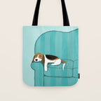 Happy Couch Beagle | Cute Sleeping Dog Tote Bag Gallery Image 1