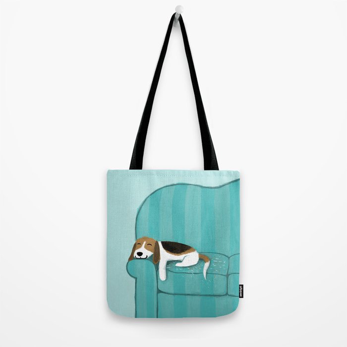 Happy Couch Beagle | Cute Sleeping Dog Tote Bag Gallery Image 2