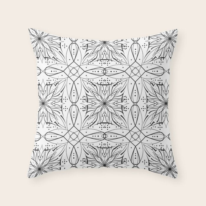 BW starry abstract mosaic B Throw Pillow Gallery Image 6