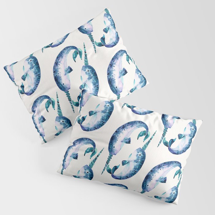 Blue Narwhals Pillow Sham Gallery Image 1