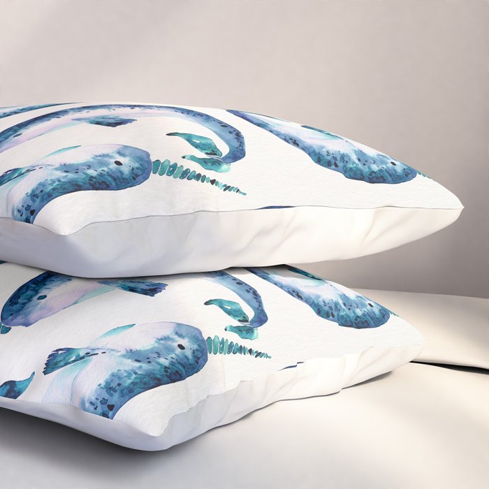 Blue Narwhals Pillow Sham Gallery Image 3