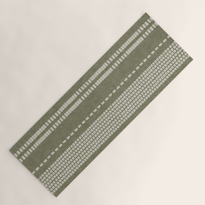 vertical dashed stitch - dark sage Yoga Mat Gallery Image 1