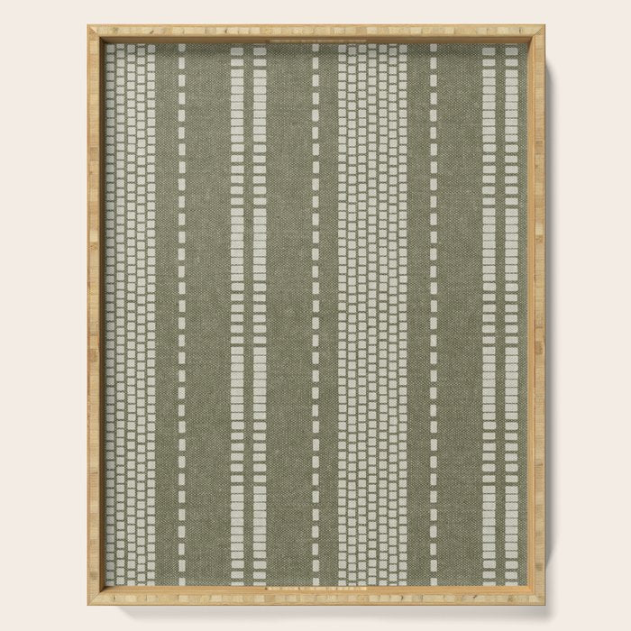 vertical dashed stitch - dark sage Serving Tray Gallery Image 1