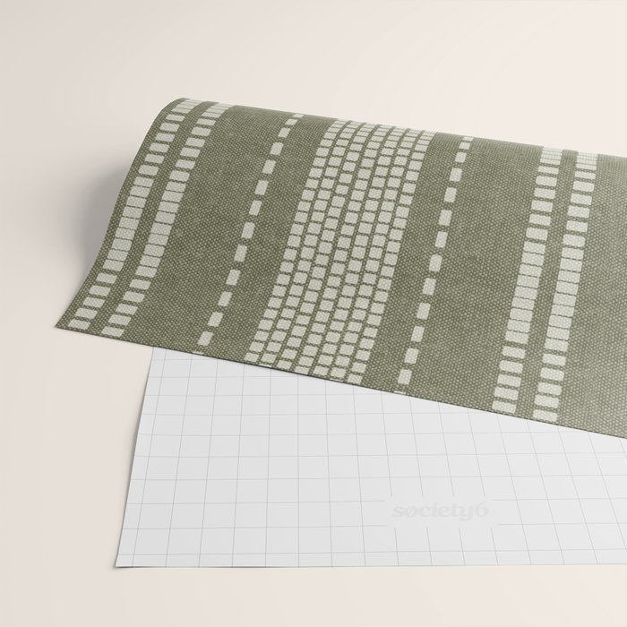 vertical dashed stitch - dark sage Wrapping Paper Gallery Image 2