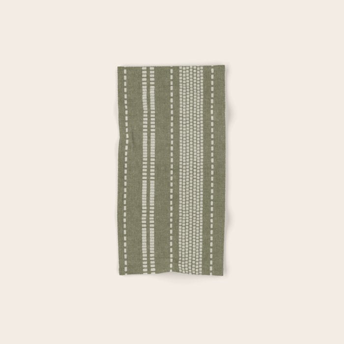 vertical dashed stitch - dark sage Bath Towel Gallery Image 1