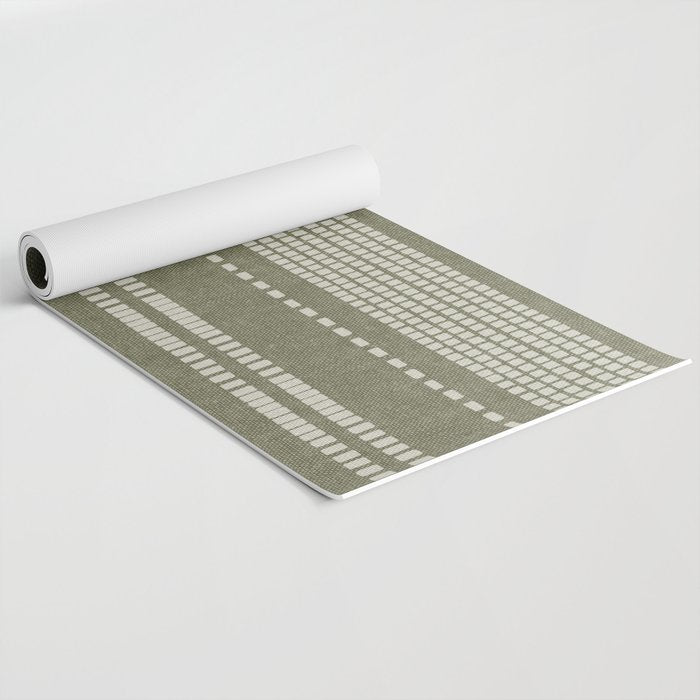 vertical dashed stitch - dark sage Yoga Mat Gallery Image 2