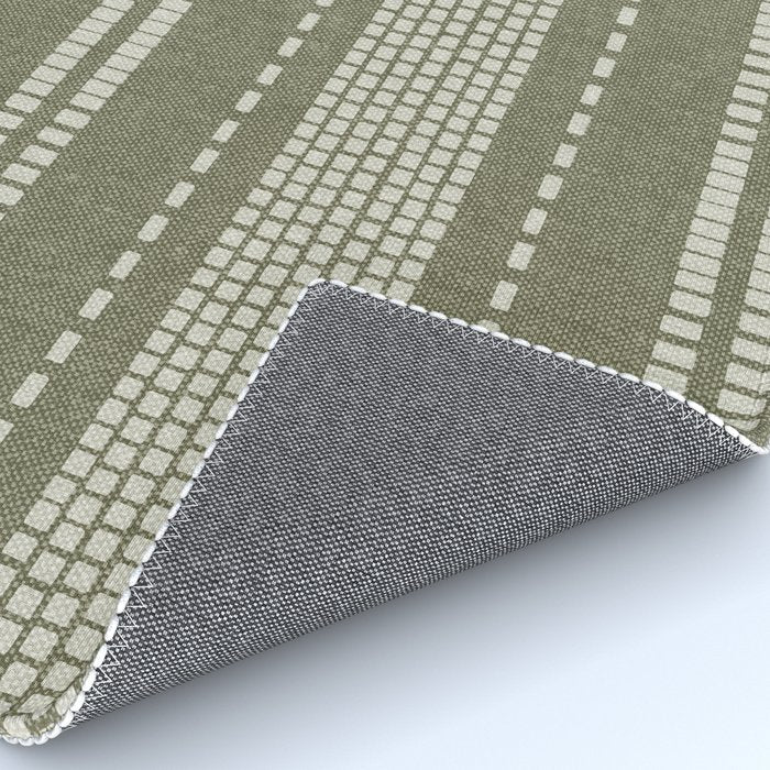 vertical dashed stitch - dark sage Rug Gallery Image 4