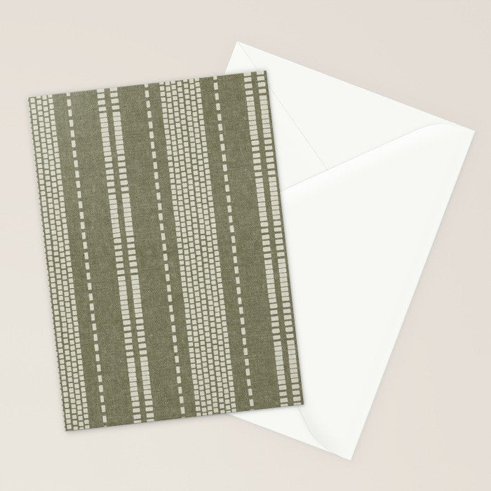 vertical dashed stitch - dark sage Stationery Card Gallery Image 2