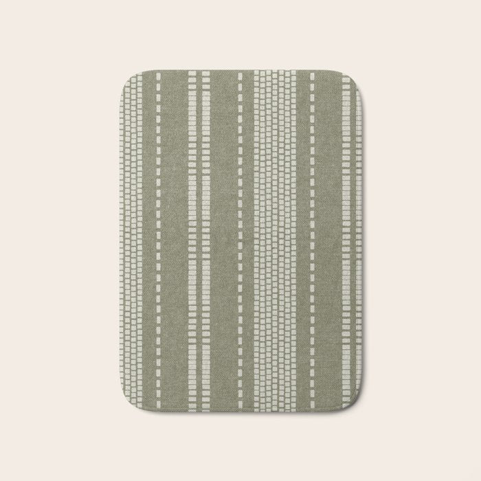 vertical dashed stitch - dark sage Bath Mat Gallery Image 1