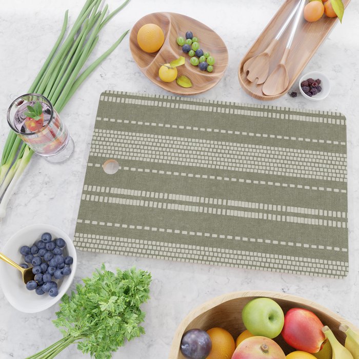 vertical dashed stitch - dark sage Cutting Board Gallery Image 2