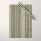 vertical dashed stitch - dark sage Wrapping Paper Gallery Image 1