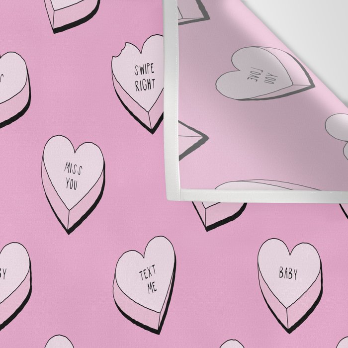 Pink love heart candy cartoon pattern Wall Tapestry Gallery Image 3