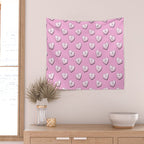 Pink love heart candy cartoon pattern Wall Tapestry Gallery Image 2