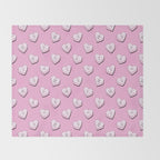 Pink love heart candy cartoon pattern Throw Blanket Gallery Image 2