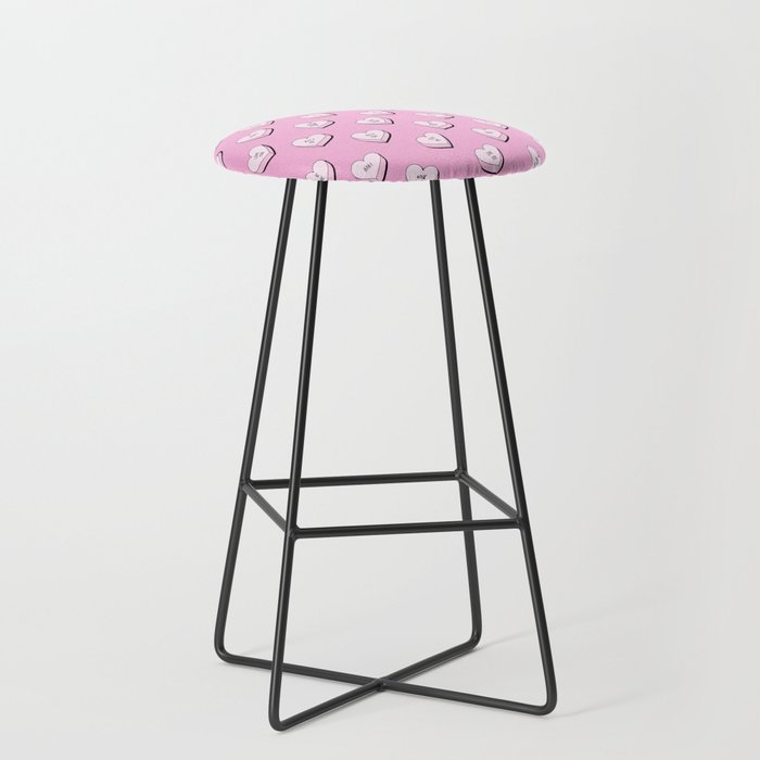 Pink love heart candy cartoon pattern Stool Gallery Image 1