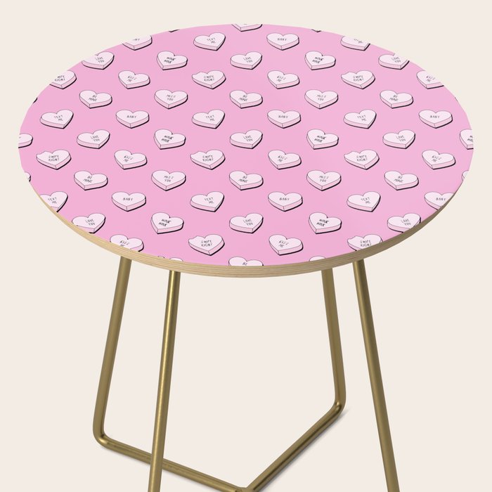 Pink love heart candy cartoon pattern Side Table Gallery Image 2