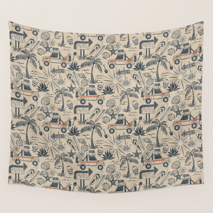 Baja - classic blue and red Wall Tapestry Gallery Image 1