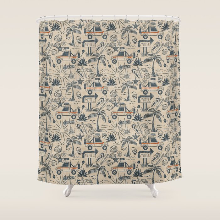 Baja - classic blue and red Shower Curtain Gallery Image 1