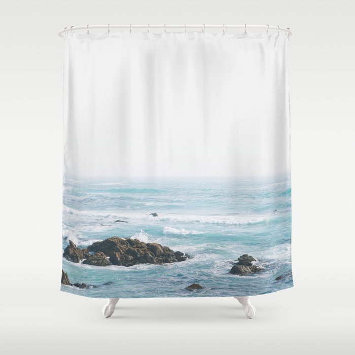 Monterey Coast - Minimalist Ocean Photography Shower Curtain Gallery Image 1