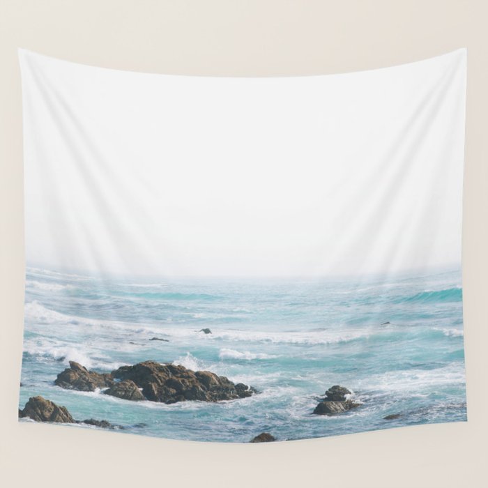 Monterey Coast - Minimalist Ocean Photography Wall Tapestry Gallery Image 4