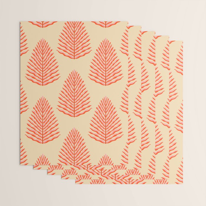 Pink and Red Organic Leaf Wrapping Paper Gallery Image 3