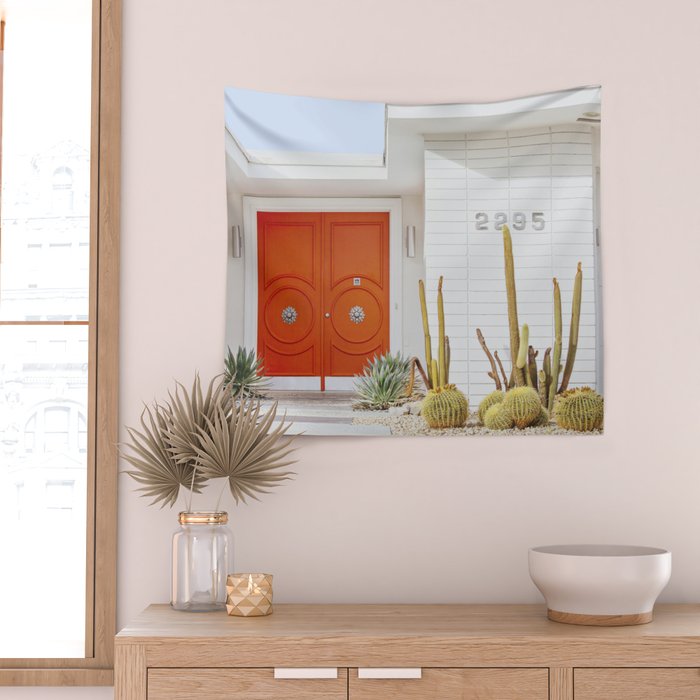 Orange Door in Palm Springs Wall Tapestry Gallery Image 2