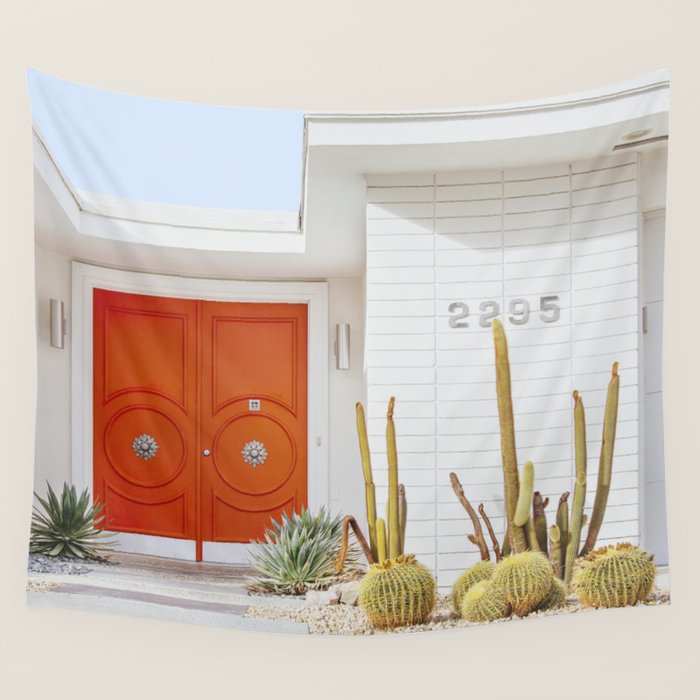Orange Door in Palm Springs Wall Tapestry Gallery Image 1