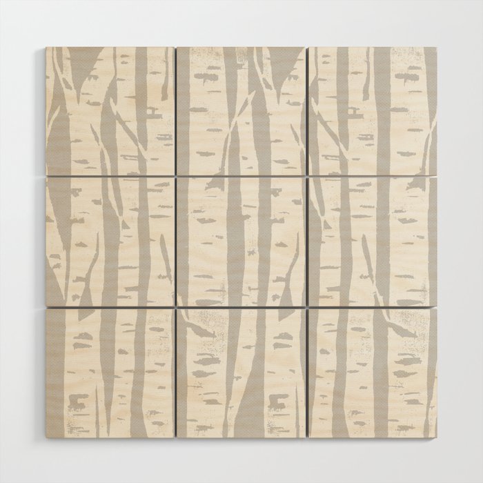 Woodcut Birches Grey Wood Wall Art Gallery Image 1