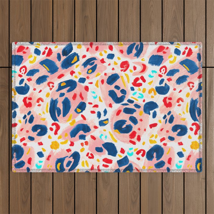 Painted Abstract Leopard Print Outdoor Rug Gallery Image 1
