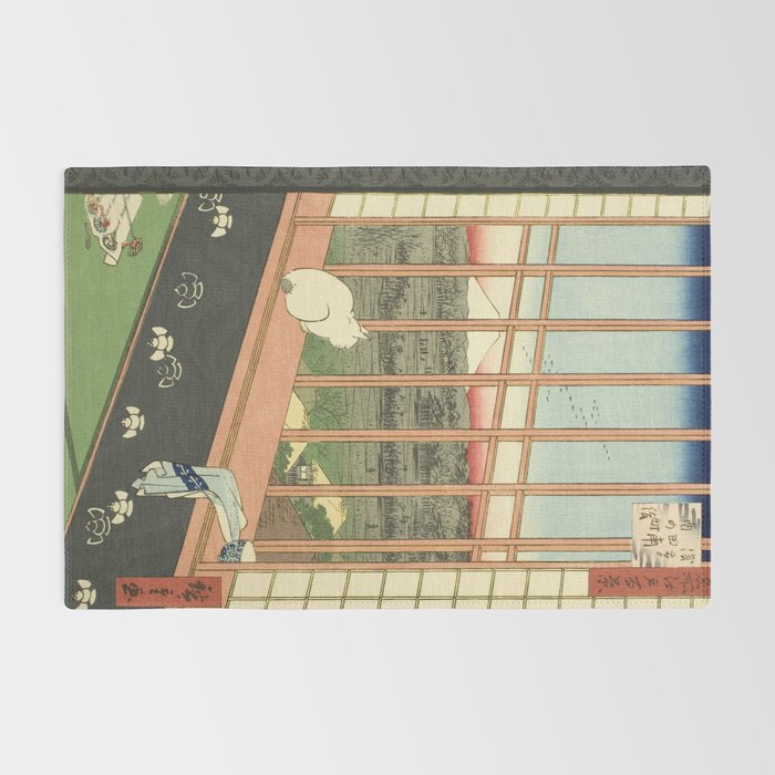 Utagawa Hiroshige - Asakusa Rice Fields, Torinomachi Festival - Vintage Japanese Woodblock Print, 1857 Rug Gallery Image 2