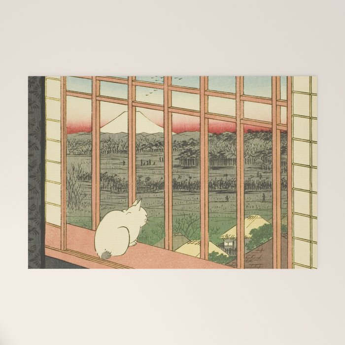 Utagawa Hiroshige - Asakusa Rice Fields, Torinomachi Festival - Vintage Japanese Woodblock Print, 1857 Welcome Mat Gallery Image 1