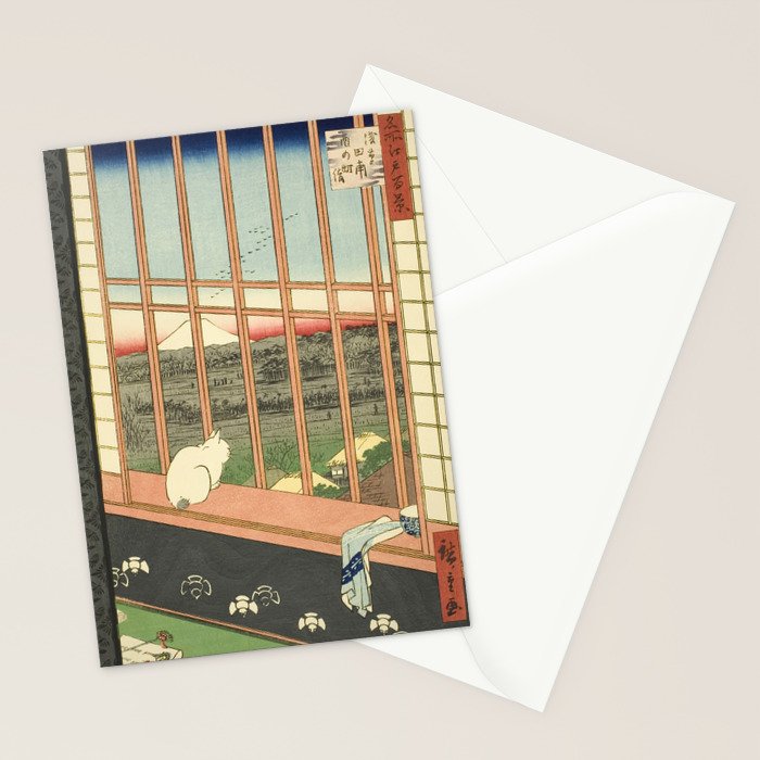 Utagawa Hiroshige - Asakusa Rice Fields, Torinomachi Festival - Vintage Japanese Woodblock Print, 1857 Stationery Card Gallery Image 2