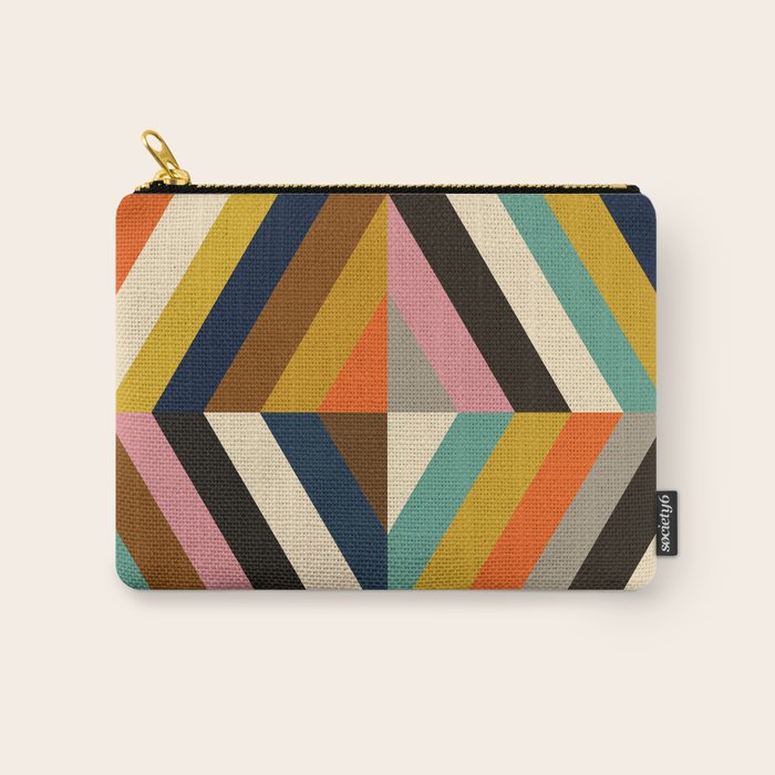 Mid Century Geometric Pattern Technicolor Diamond  Carry All Pouch Gallery Image 1