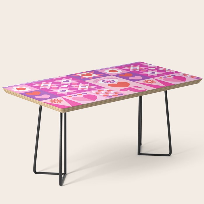 I Love You Checkerboard - Pink Red & Purple Coffee Table Gallery Image 1