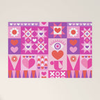 I Love You Checkerboard - Pink Red & Purple Welcome Mat Gallery Image 1