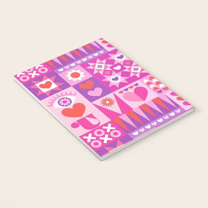 I Love You Checkerboard - Pink Red & Purple Notebook Gallery Image 3