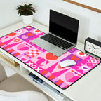 I Love You Checkerboard - Pink Red & Purple Desk Mat Gallery Image 2